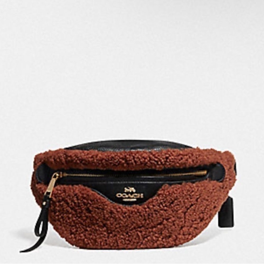 COACH  Sherling and Leather Fanny Belt Bag